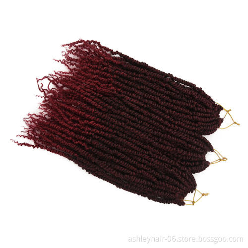 OEM 18 Inch Pre-looped Fluffy Spring Passion Crochet Synthetic Hair Bomb Twist